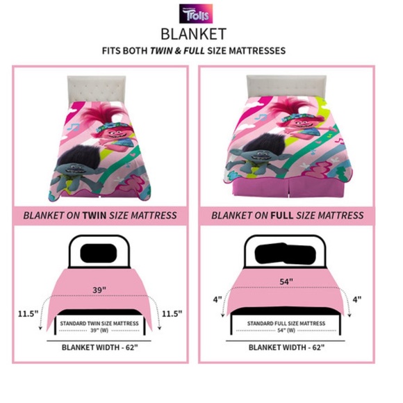 Trolls Colors of Music Blanket, 62 in x 90 in - Picture 2 of 5